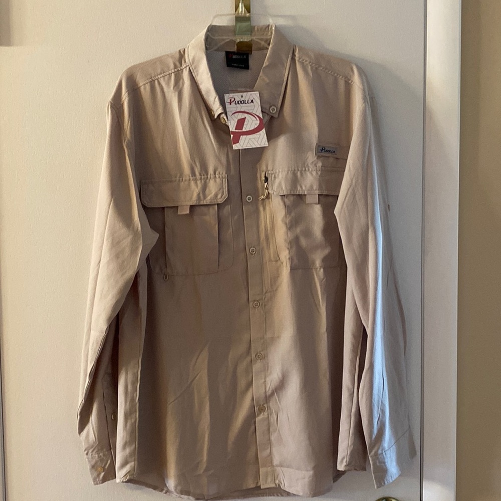 Mens Long Sleeve Pudolla  Outdoor Fishing Shirt - Large
